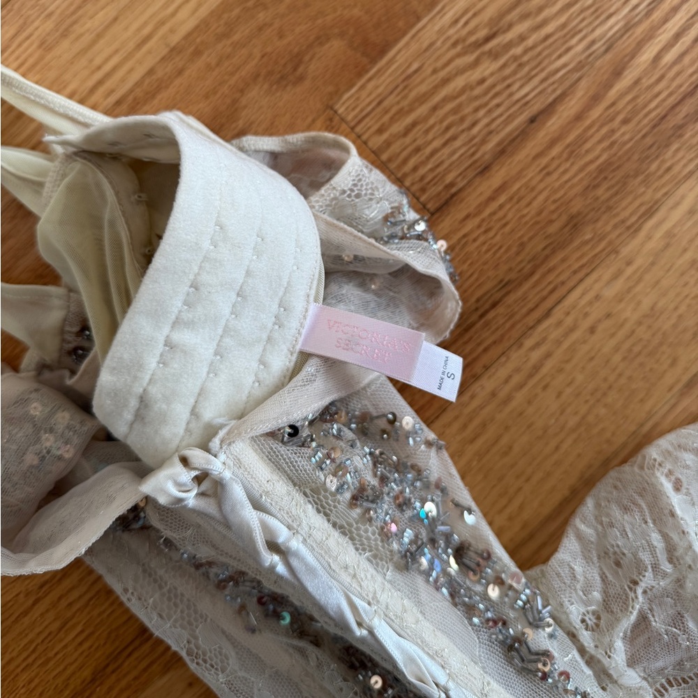 Victoria’s Secret corset bustier beaded sequin mesh lingerie top - Picture 3 of 4